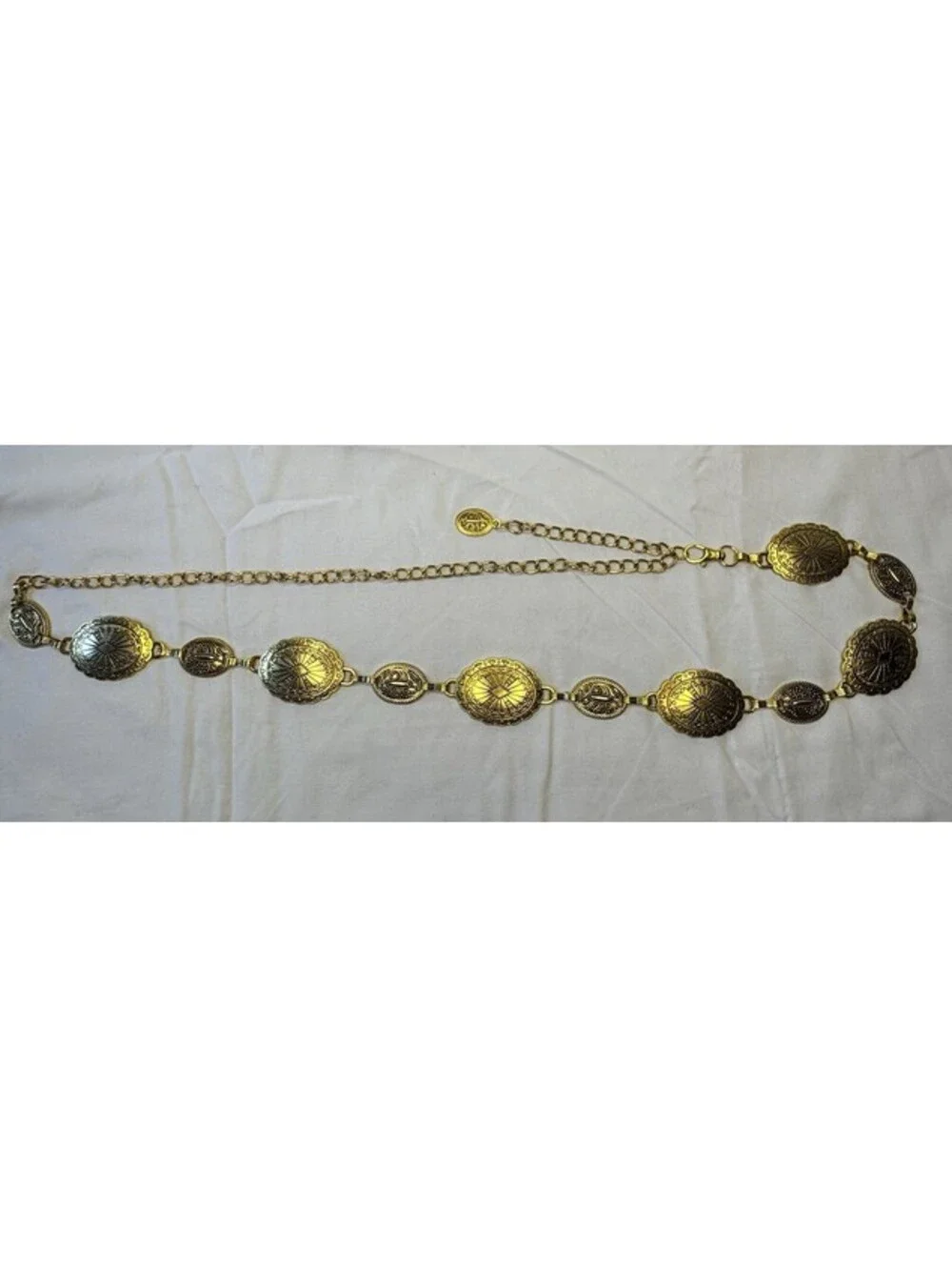Unbranded Concho Chain Belt Gold S/M Oval Sunburst Western Boho NWOT